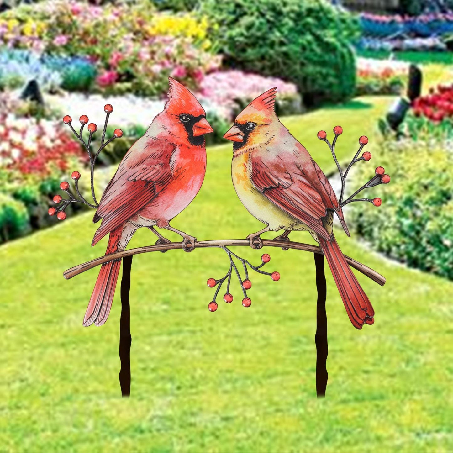 Cardinals Garden Metal Sign with Stake, Cardinal Garden Stake, Cardinal Signs, Cardinal Metal Sign Cardinal Art Yard Art Garden Decoration