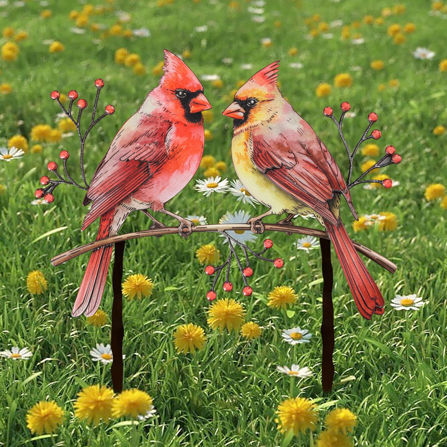 Cardinals Garden Metal Sign with Stake, Cardinal Garden Stake, Cardinal Signs, Cardinal Metal Sign Cardinal Art Yard Art Garden Decoration