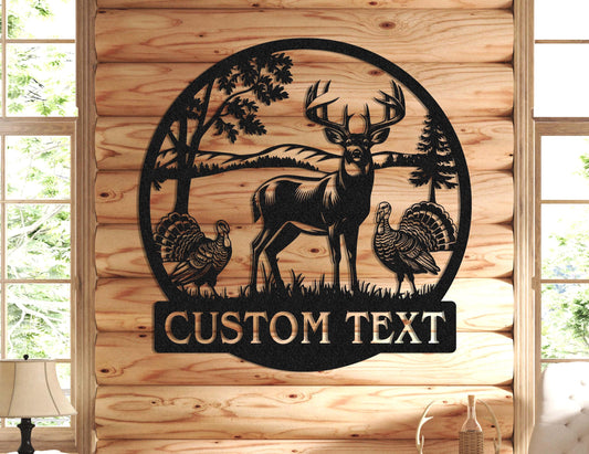 Personalized Metal Deer Cabin Sign Wall, Deer Hunter Gift, Cabin Decor, Hunting Sign, Custom Last Name Sign, Outdoor Decor, Lodge Decoration
