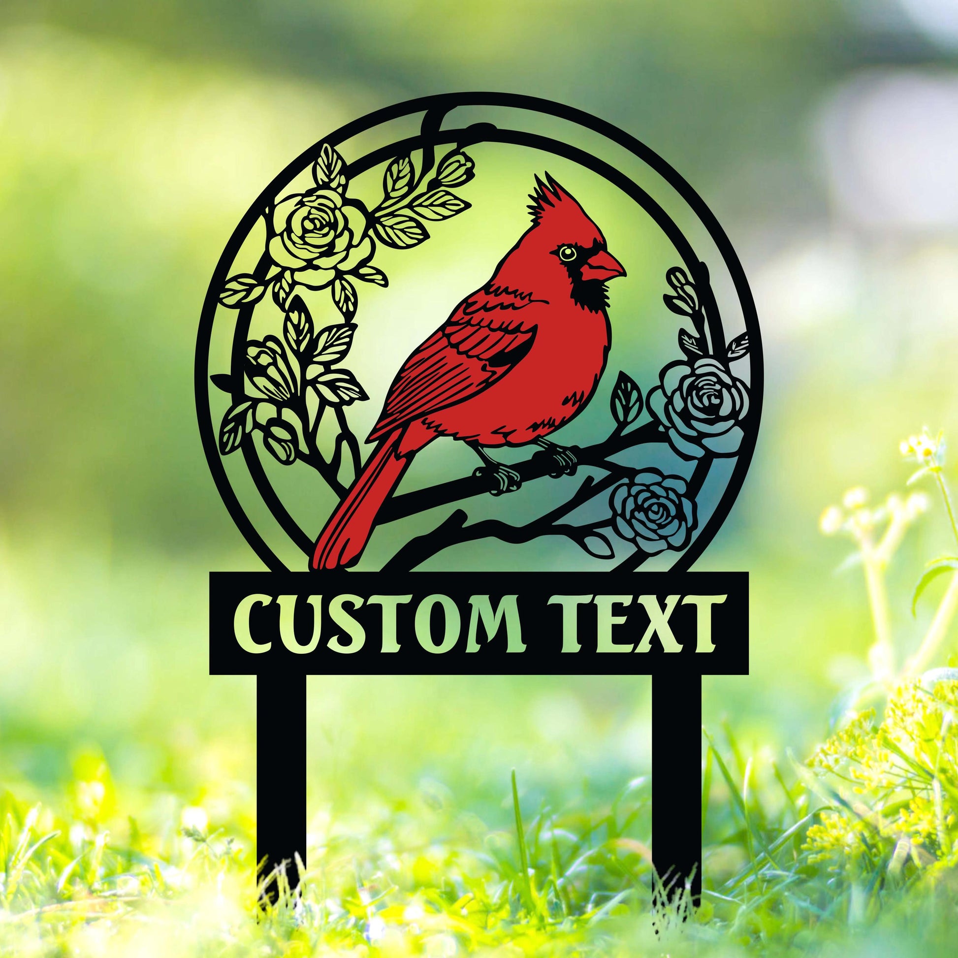 Custom Cardinals Garden Metal Sign with Stakes,Cardinal Garden Sign, Cardinal Sign, Cardinal Lover Gift Cardinal Memorial Sign, Gift for mom