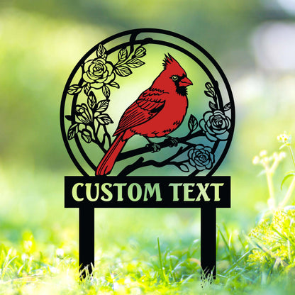 Custom Cardinals Garden Metal Sign with Stakes,Cardinal Garden Sign, Cardinal Sign, Cardinal Lover Gift Cardinal Memorial Sign, Gift for mom