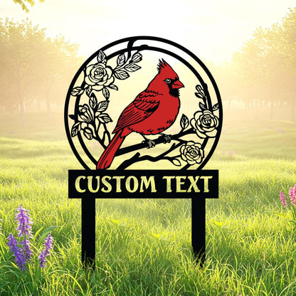Custom Cardinals Garden Metal Sign with Stakes,Cardinal Garden Sign, Cardinal Sign, Cardinal Lover Gift Cardinal Memorial Sign, Gift for mom