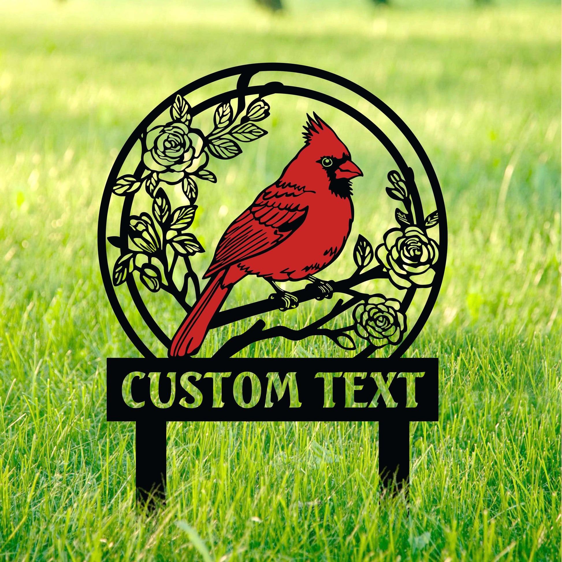 Custom Cardinals Garden Metal Sign with Stakes,Cardinal Garden Sign, Cardinal Sign, Cardinal Lover Gift Cardinal Memorial Sign, Gift for mom