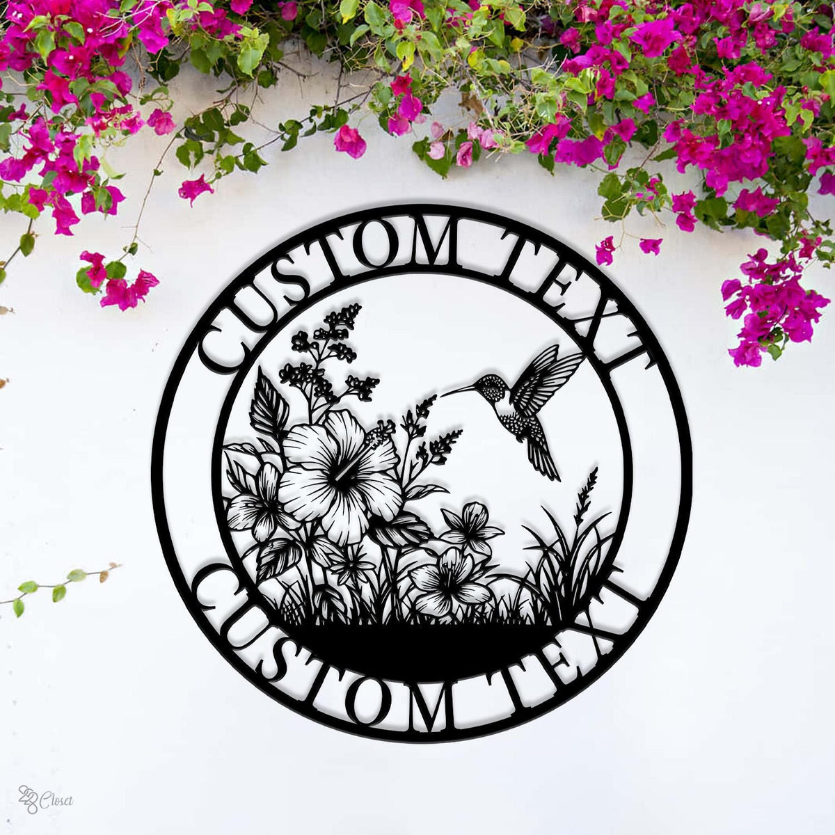 Custom Hummingbird Metal Sign Personalized Garden Wall Decor Hummingbird Metal Art Garden Name Sign Metal Hummingbird Sign Garden Decor