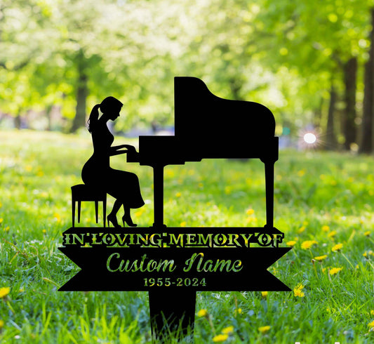 Custom Piano Player Memorial Stake, Personalized Pianist Memorial Plaque, Musician Loss, Sympathy Gift, Grave Marker Sign, Piano Lover Loss