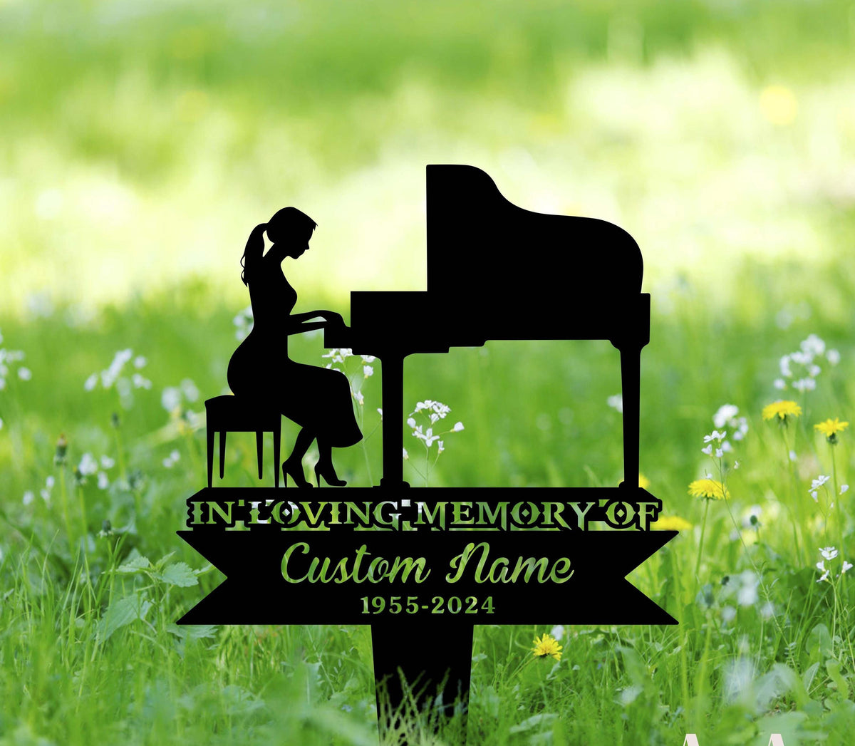 Custom Piano Player Memorial Stake, Personalized Pianist Memorial Plaque, Musician Loss, Sympathy Gift, Grave Marker Sign, Piano Lover Loss