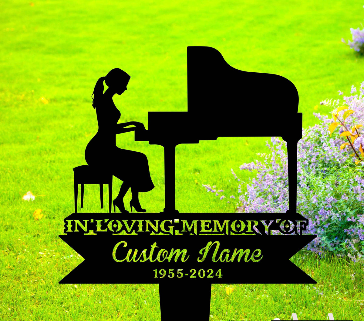Custom Piano Player Memorial Stake, Personalized Pianist Memorial Plaque, Musician Loss, Sympathy Gift, Grave Marker Sign, Piano Lover Loss