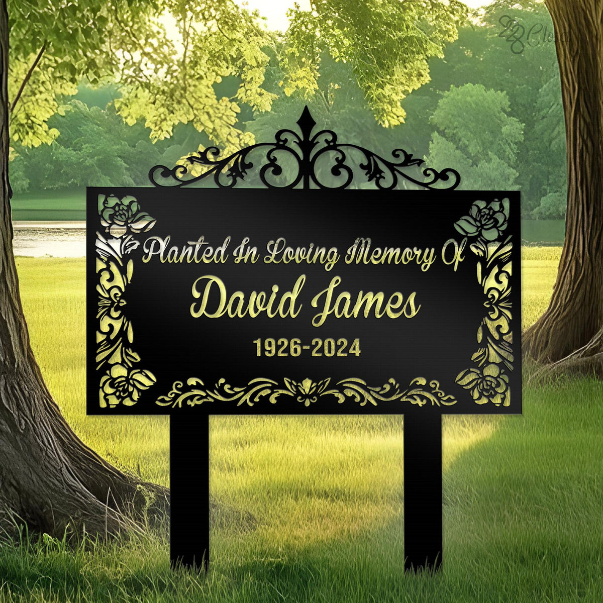 Personalized Flowers Memorial Stake, Custom Grave Marker Metal Garden Decor, Tree Memorial Plaque Cross Stake Metal Garden Sign Dad Loss