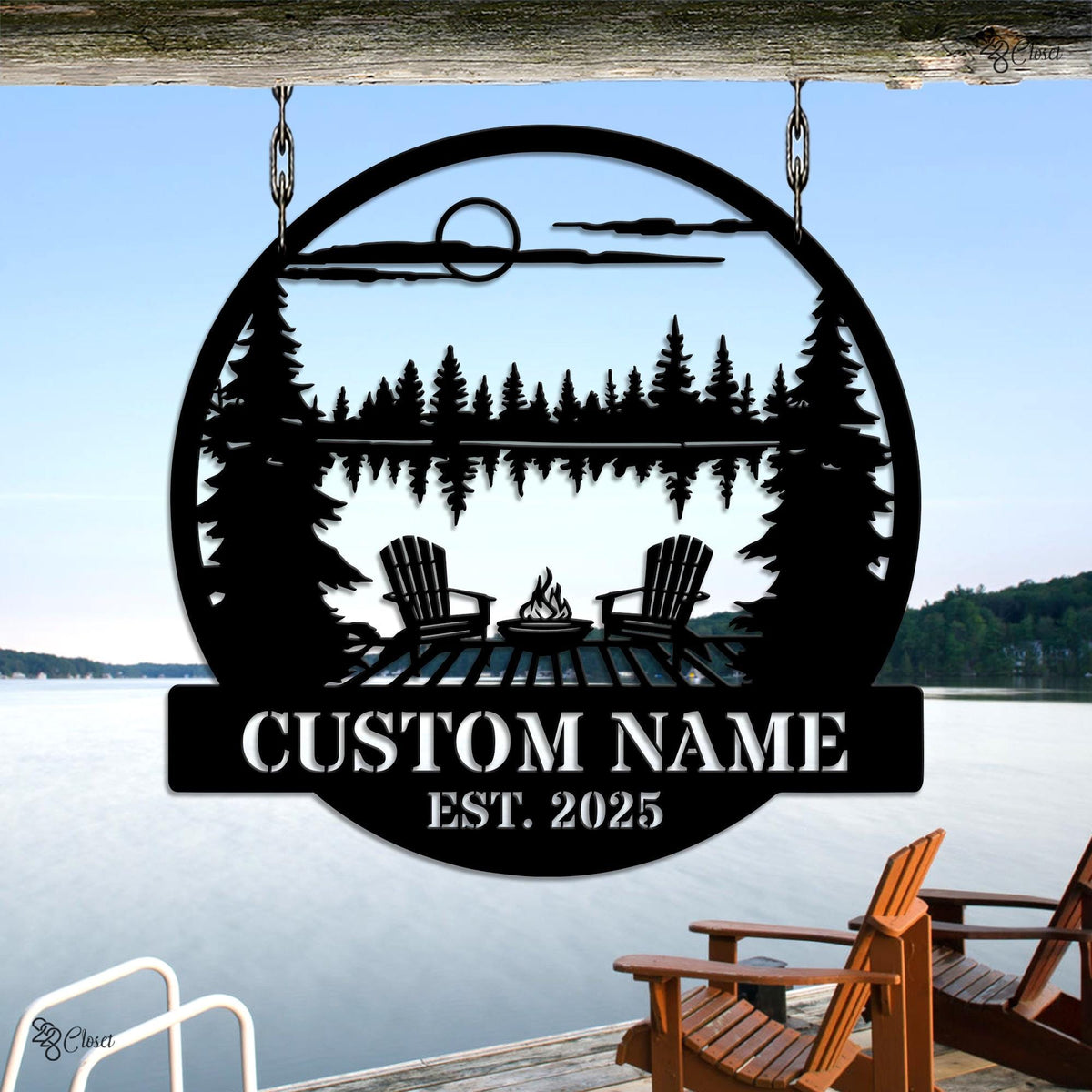 Custom Lake House Metal Sign, Cabin Decor With Name, Outdoor Lake View Metal, Lake House Established Sign, Gift for dad, Lake wall decor