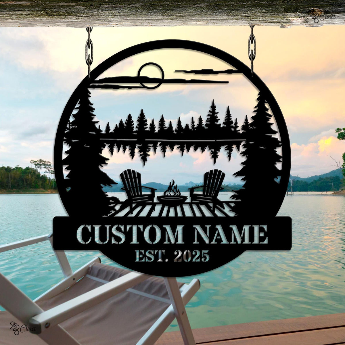 Custom Lake House Metal Sign, Cabin Decor With Name, Outdoor Lake View Metal, Lake House Established Sign, Gift for dad, Lake wall decor