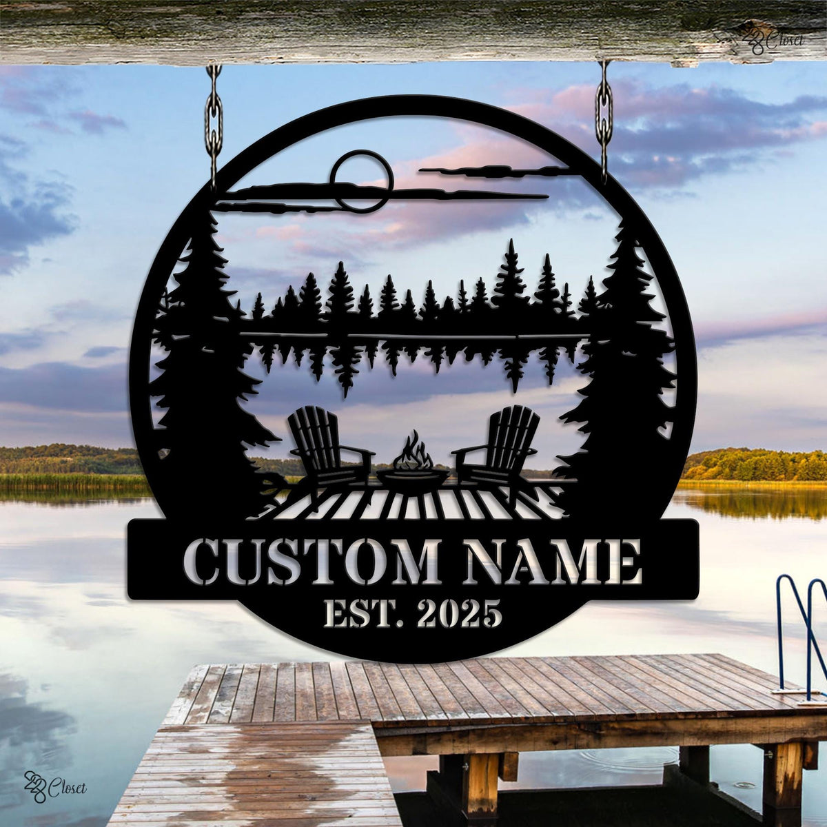 Custom Lake House Metal Sign, Cabin Decor With Name, Outdoor Lake View Metal, Lake House Established Sign, Gift for dad, Lake wall decor