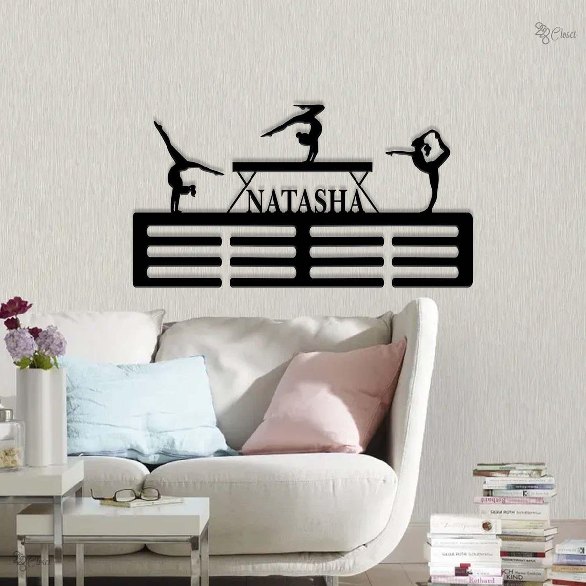 Custom Gymnastic Medal Holder, Gymnastics Medal Display, Gymnast award rack, Metal medal holder, Gymnast room decor, Gift for Dad,Home Decor