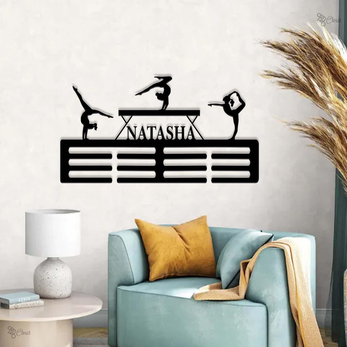 Custom Gymnastic Medal Holder, Gymnastics Medal Display, Gymnast award rack, Metal medal holder, Gymnast room decor, Gift for Dad,Home Decor