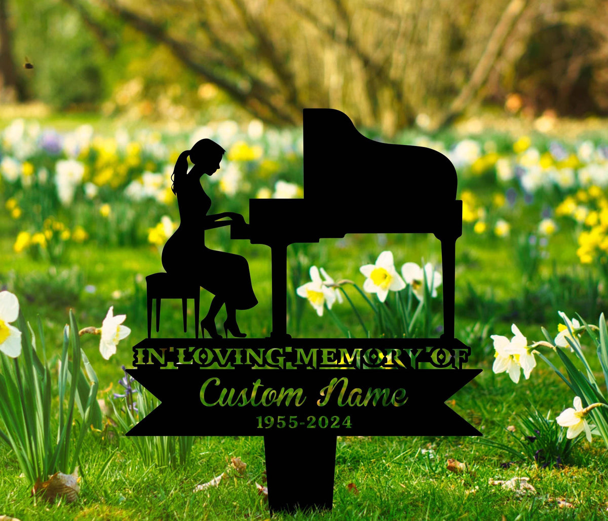 Custom Piano Player Memorial Stake, Personalized Pianist Memorial Plaque, Musician Loss, Sympathy Gift, Grave Marker Sign, Piano Lover Loss