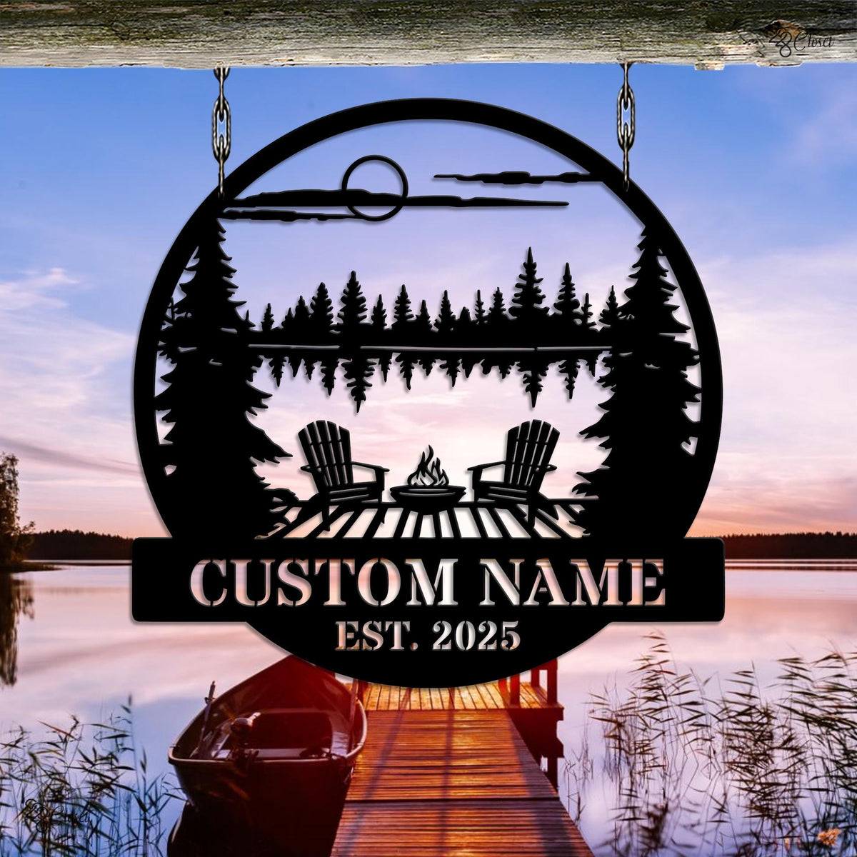 Custom Lake House Metal Sign, Cabin Decor With Name, Outdoor Lake View Metal, Lake House Established Sign, Gift for dad, Lake wall decor