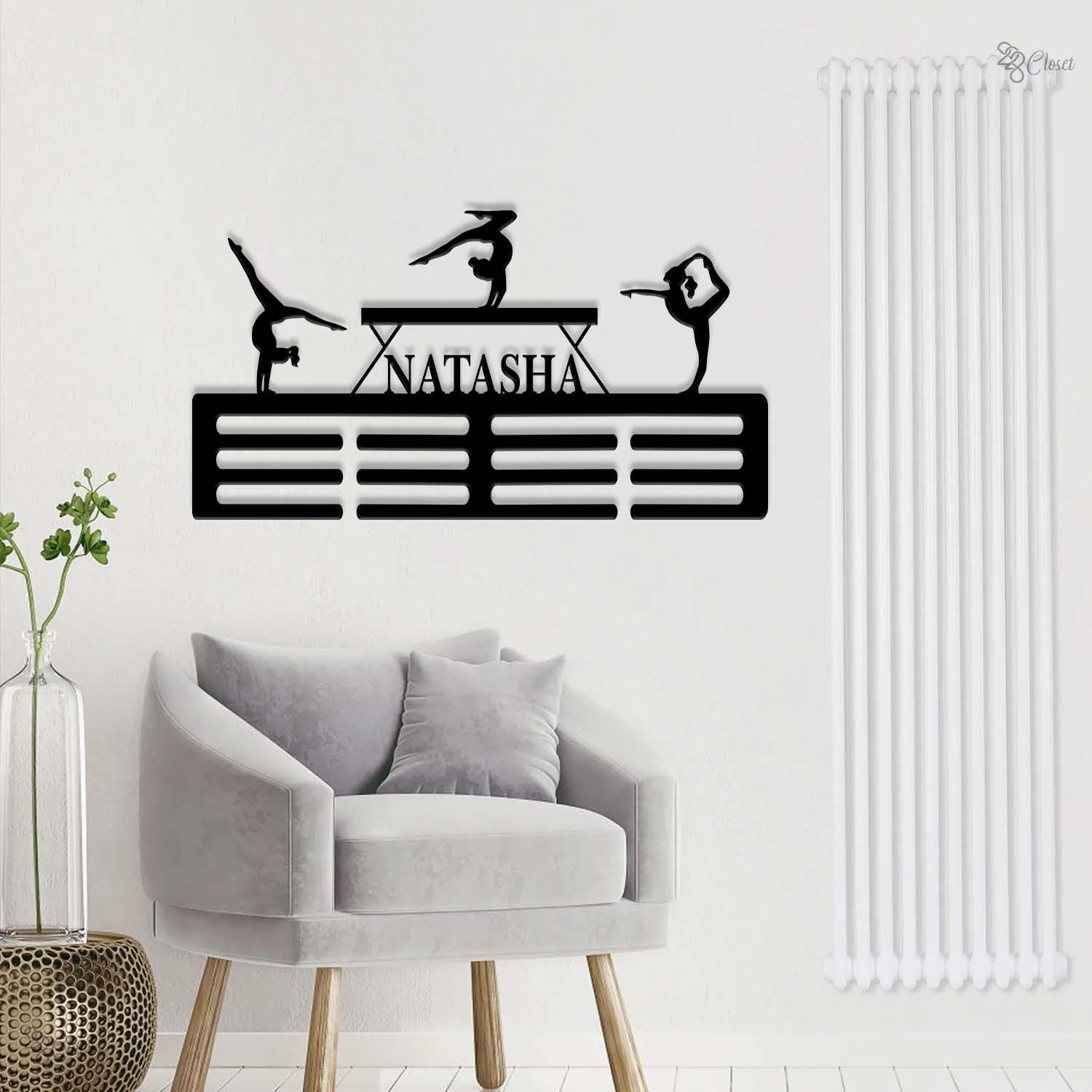 Custom Gymnastic Medal Holder, Gymnastics Medal Display, Gymnast award rack, Metal medal holder, Gymnast room decor, Gift for Dad,Home Decor