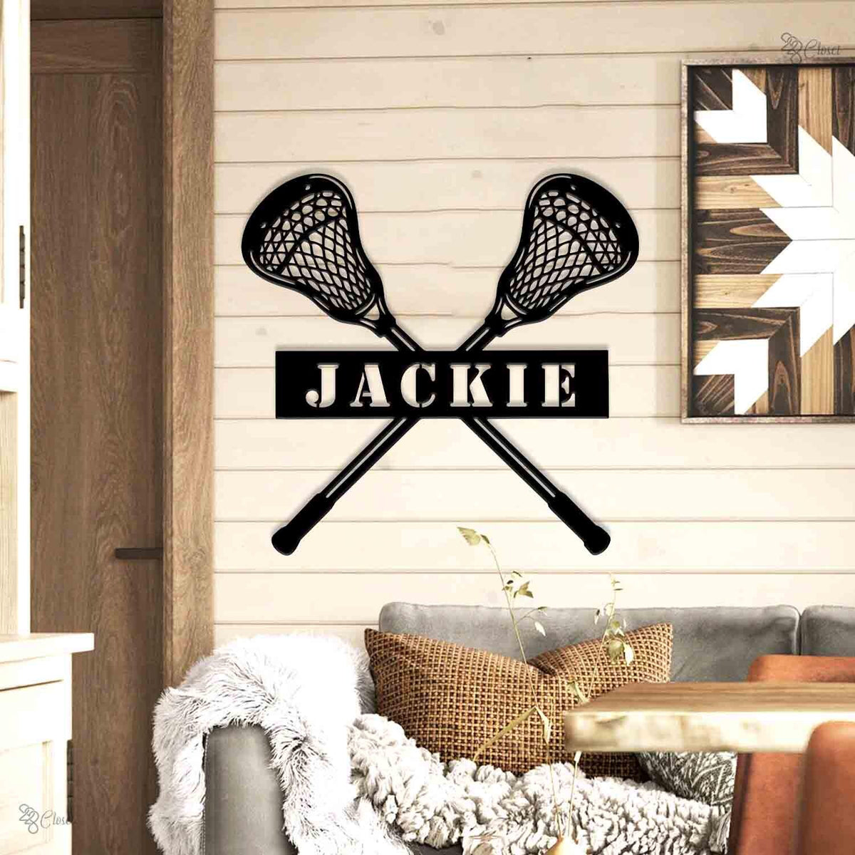 Custom Lacrosse Name Sign, Crossed Stick Metal, Gift for Athlete, Lacrosse Player Name, Lacrosse decor, Coach gift,Gift for son,Athlete gift