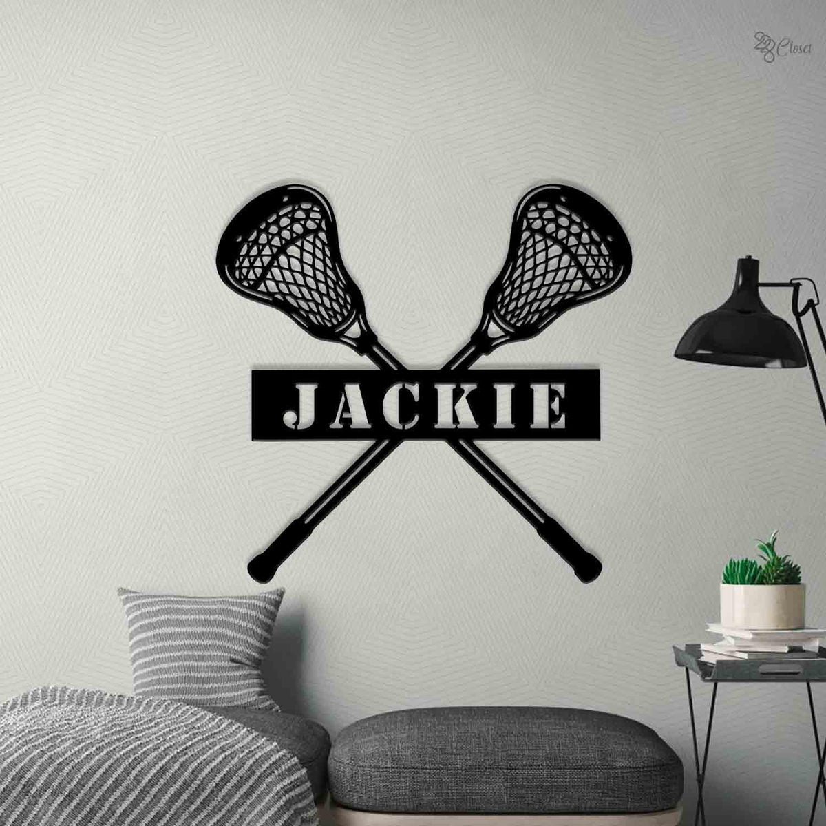Custom Lacrosse Name Sign, Crossed Stick Metal, Gift for Athlete, Lacrosse Player Name, Lacrosse decor, Coach gift,Gift for son,Athlete gift