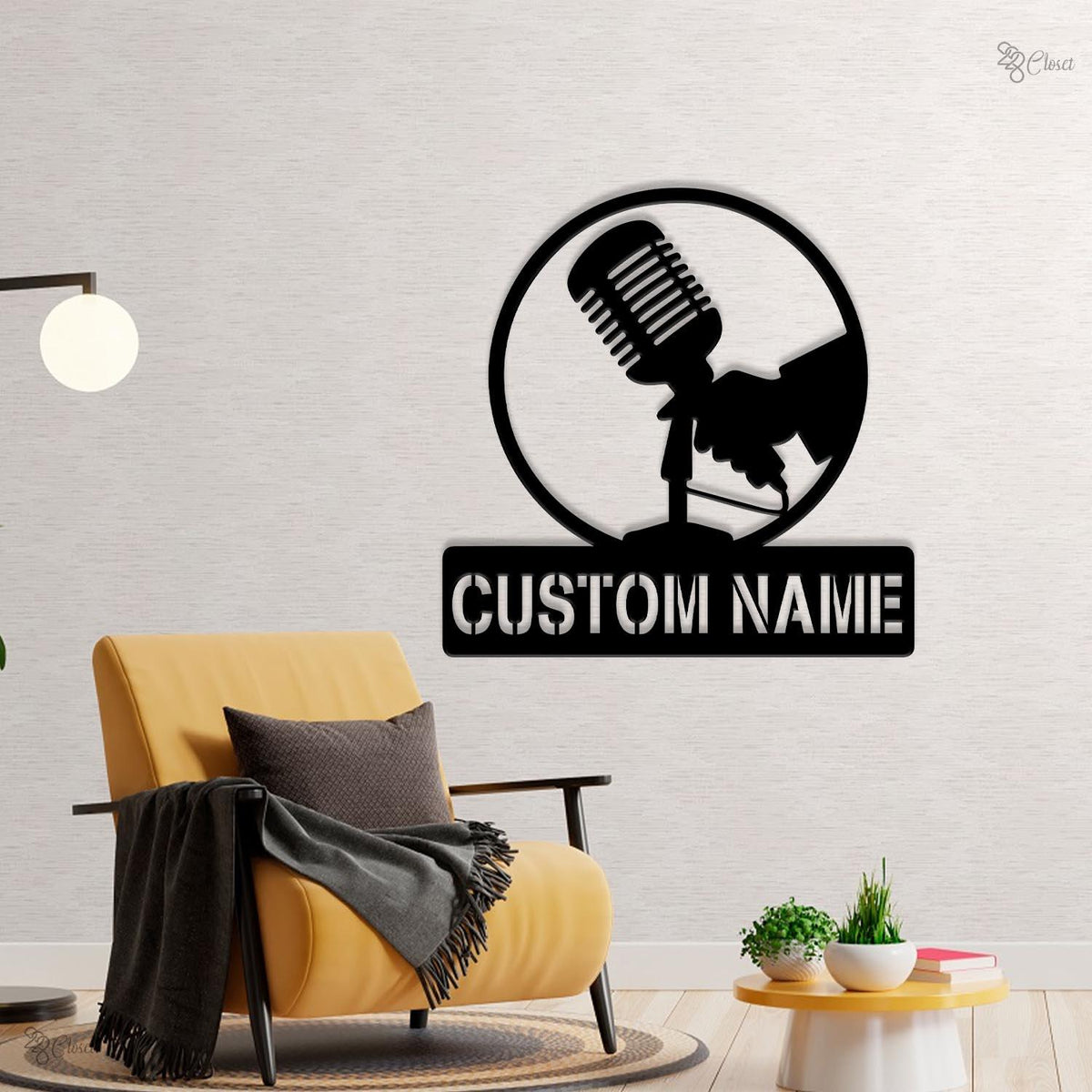 Personalized Metal Microphone Wall Art, Custom Microphone Sign, Podcast Room Decor, Music Studio, Gift for dad, Recording sign, Singer gift