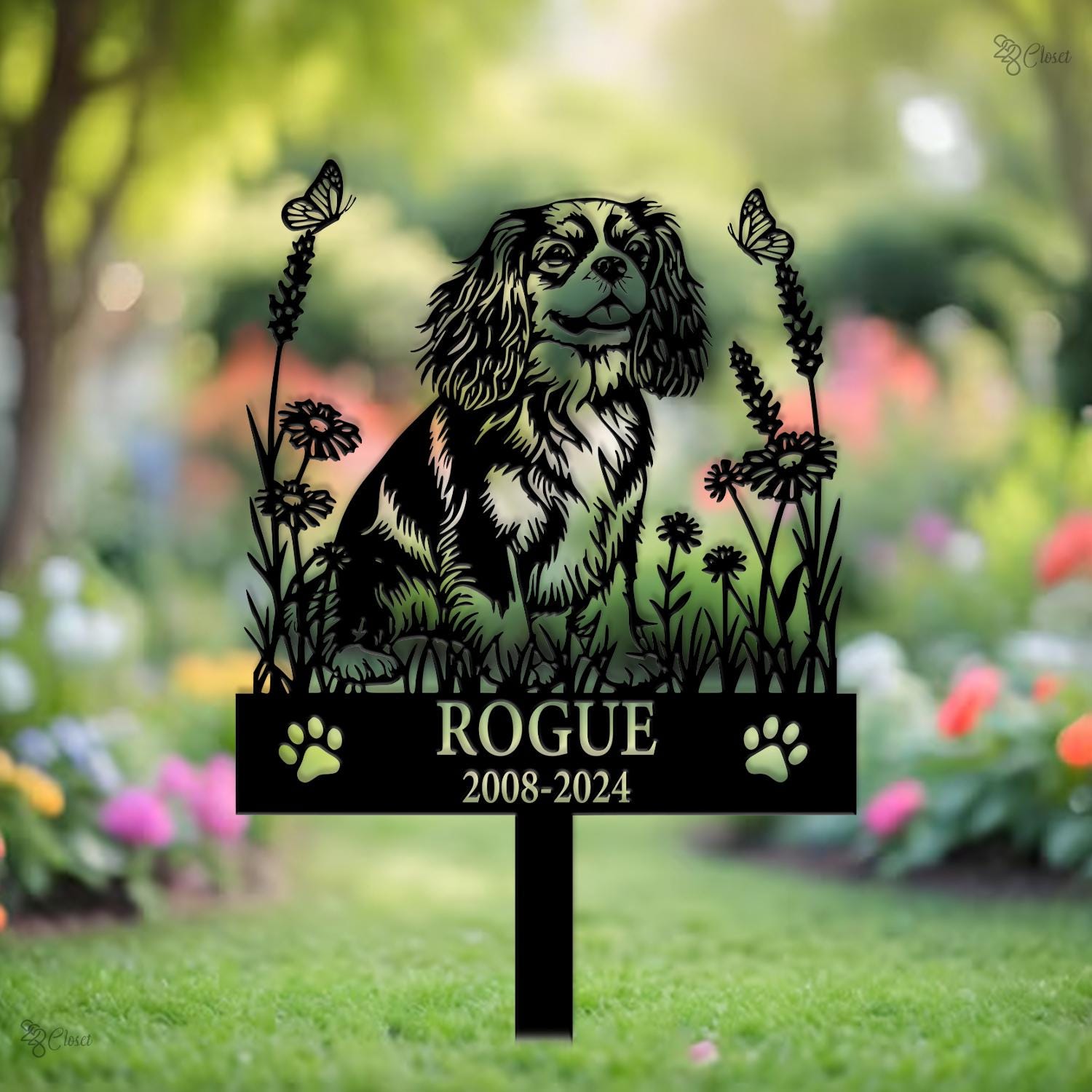 Custom Cavalier King Charles Memorial, Dog Garden Stake with Name, Dog Memorial Sign, Personalized Pet Loss Gift, Dog loss gift, Garden dog
