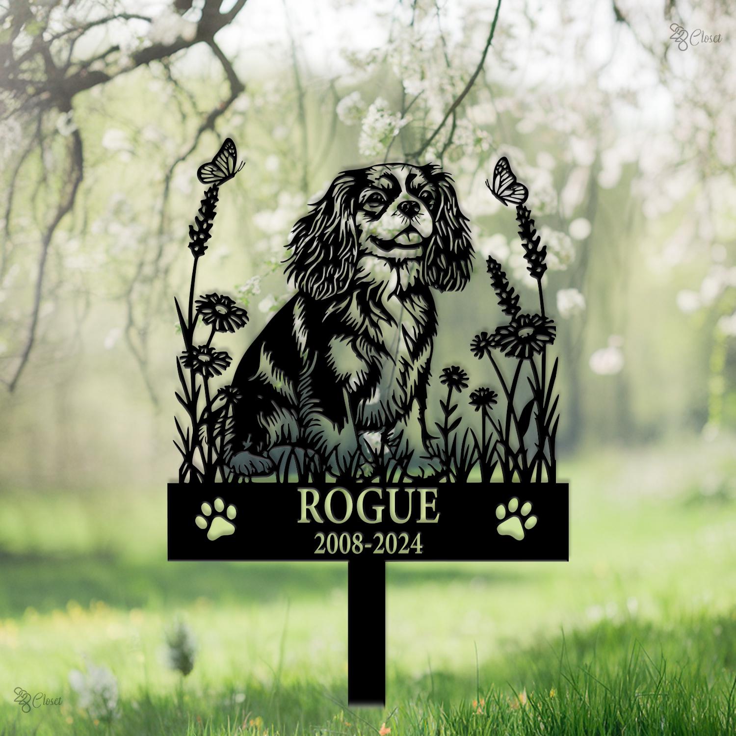 Custom Cavalier King Charles Memorial, Dog Garden Stake with Name, Dog Memorial Sign, Personalized Pet Loss Gift, Dog loss gift, Garden dog