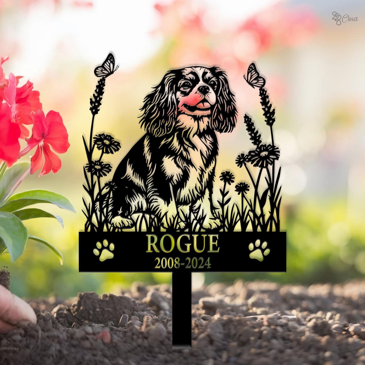 Custom Cavalier King Charles Memorial, Dog Garden Stake with Name, Dog Memorial Sign, Personalized Pet Loss Gift, Dog loss gift, Garden dog