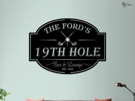Custom 19th Hole Bar Sign, Personalized Golf Lounge, Golf Bar & Lounge Sign, Gift for dad, Golf gift decor,Golf man cave sign,Hole Bar Decor
