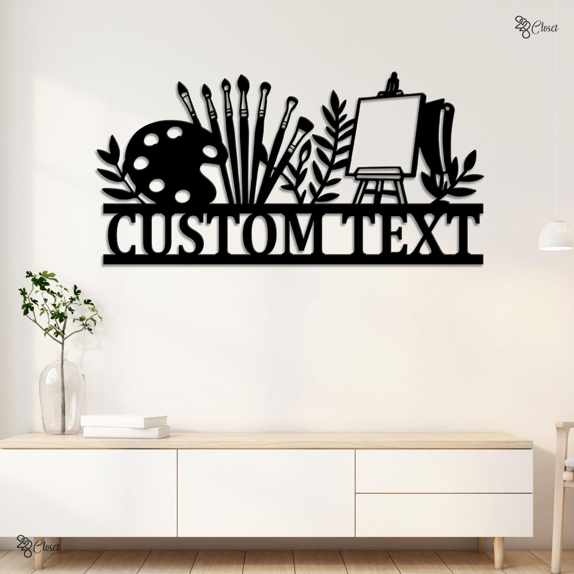 Custom Artist Name Sign, Wall for Painter, Gift for Artist, Paint Brush Metal, Personalized Art Studio,Painting studio gift,Art teacher gift