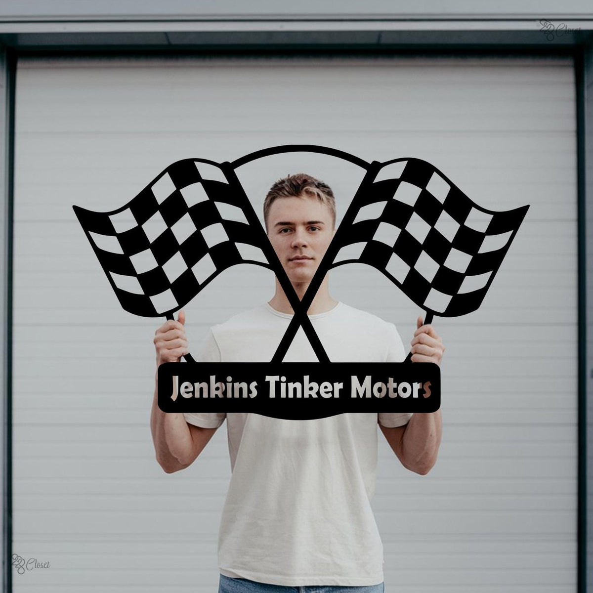 Custom Racing Flag Sign, Racing Garage Metal Sign, Gift for dad, Garage sign, Checkered Flag Racing Sign, Garage flag sign, Motorcycle decor