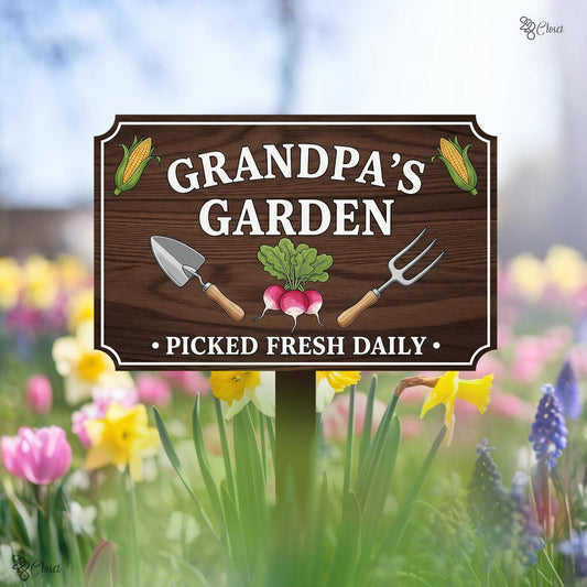 Grandpa’s Garden Sign, Custom Picked Fresh Daily Plaque, Gift for family, Vegetable Garden Sign,Fresh garden sign,Garden gift,Backyard decor