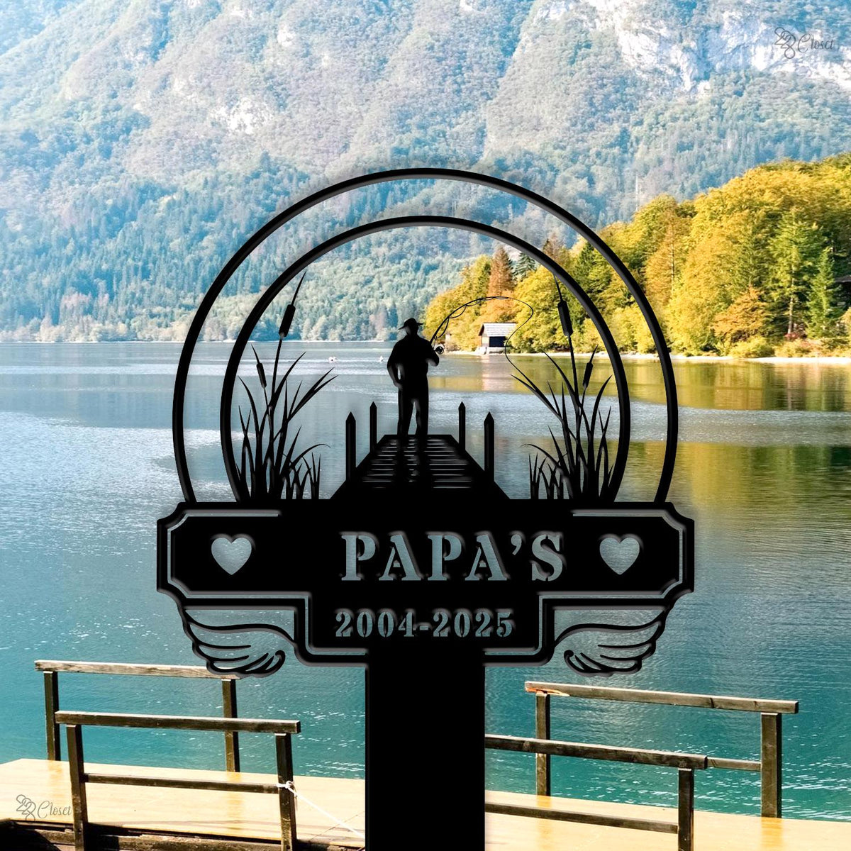 Custom Fishing Memorial Sign, Personalized Papa’s Dock Plaque, Dad Loss,Sympathy Gift,Fishing memorial,Memorial sign,Papa’s Fishing Memorial