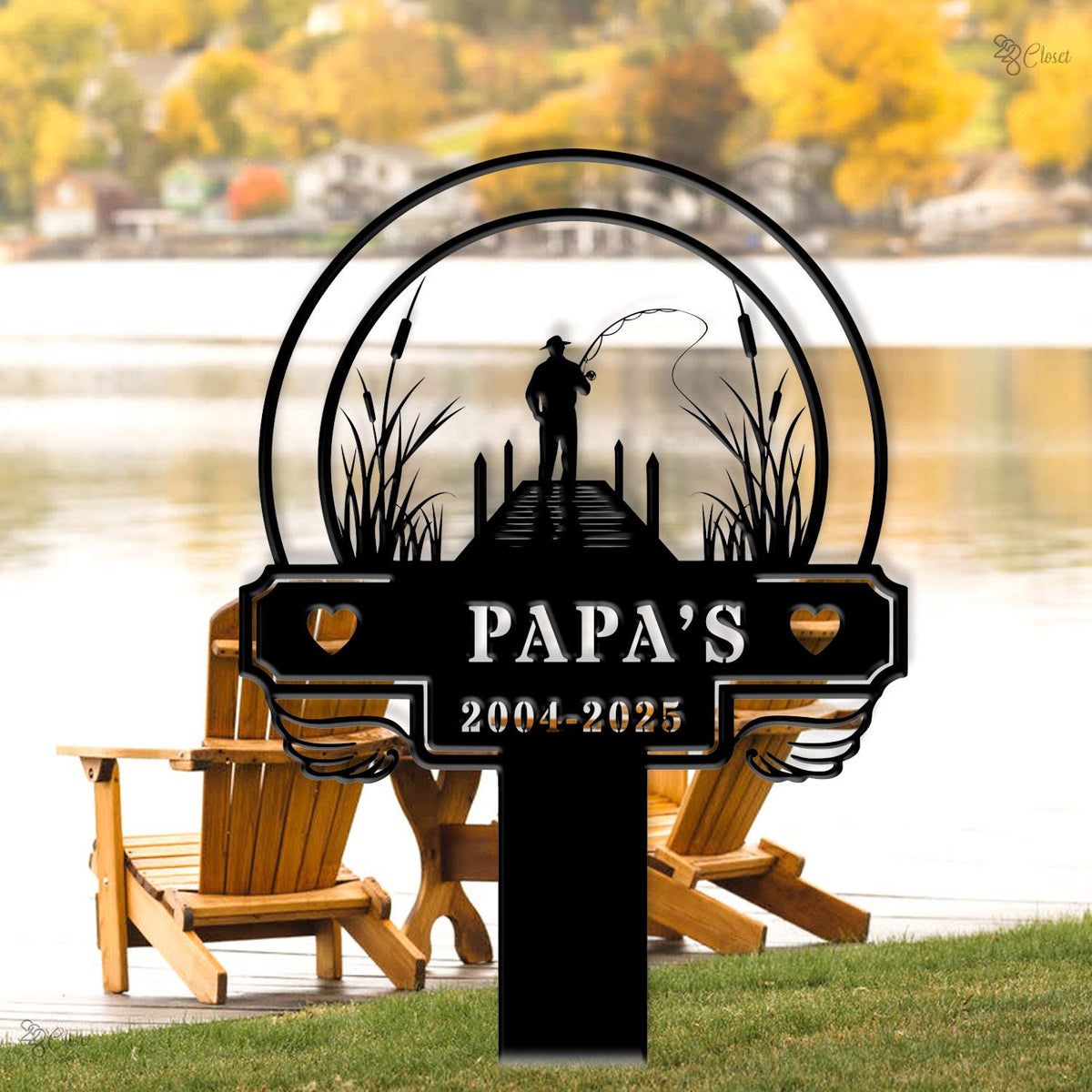 Custom Fishing Memorial Sign, Personalized Papa’s Dock Plaque, Dad Loss,Sympathy Gift,Fishing memorial,Memorial sign,Papa’s Fishing Memorial