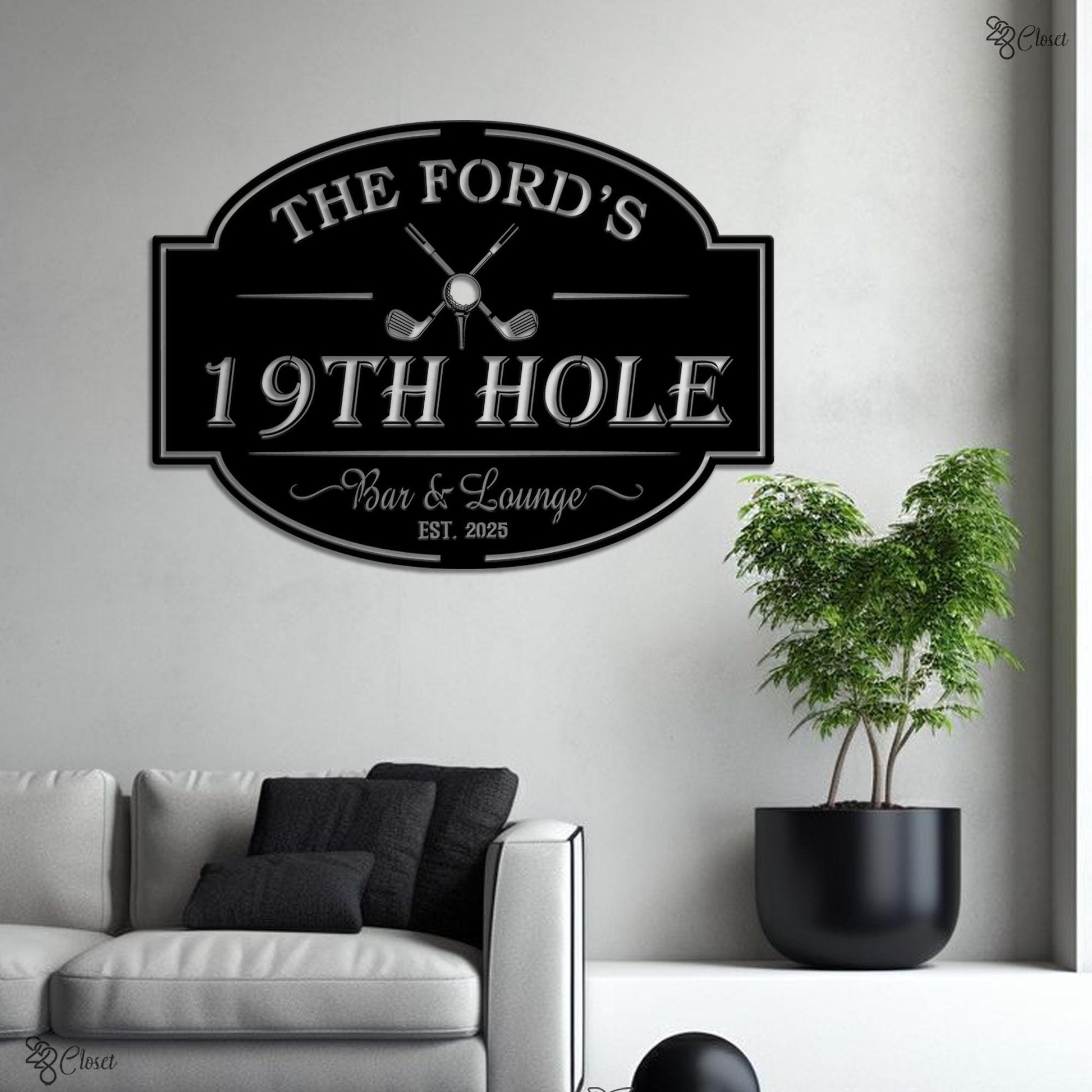 Custom 19th Hole Bar Sign, Personalized Golf Lounge, Golf Bar & Lounge Sign, Gift for dad, Golf gift decor,Golf man cave sign,Hole Bar Decor