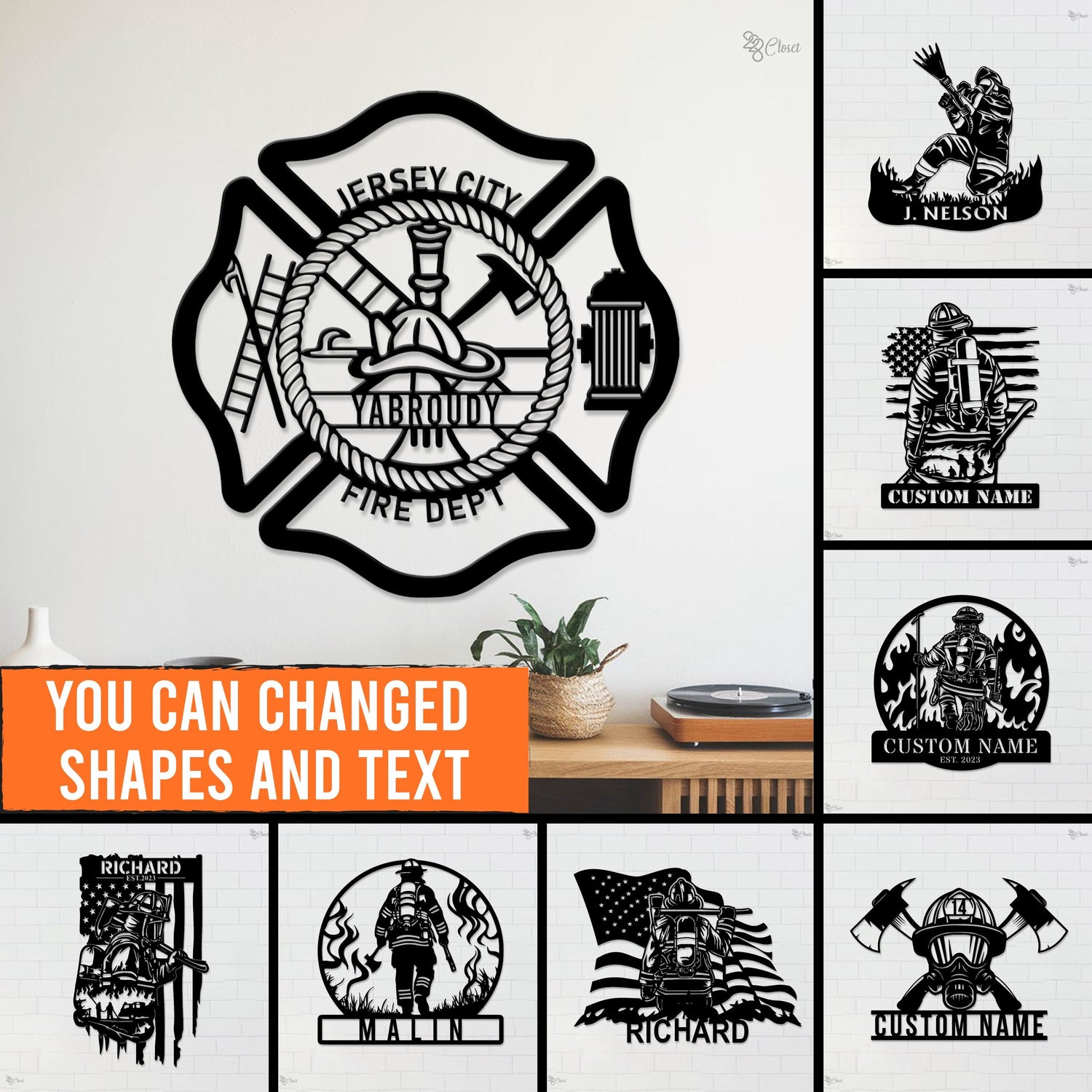 Custom Firefighter Metal Sign, Fire Department Sign, Firefighter Gift, Gift for dad, Maltese Cross Wall, Firefighter family gift, Home sign