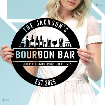 Custom Bourbon Bar Sign, Personalized Bourbon Sign, Gift for Whiskey, Bourbon Lovers, Rustic Metal Wall Decor,Home pub sign,Whiskey bar sign
