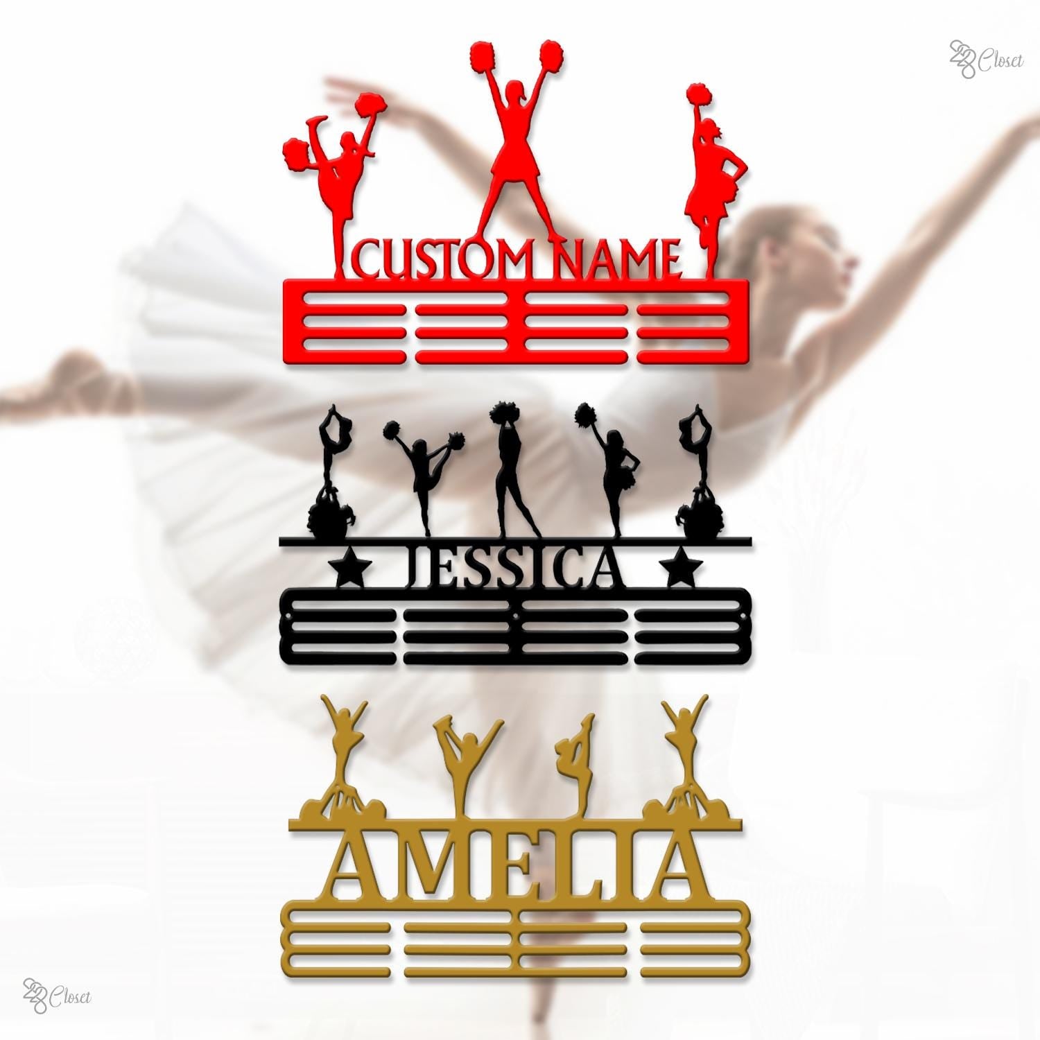 Custom Cheerleader Medal Holder Sign, Cheer Medal Hanger with Name, Gift for daughter, Cheerleader Wall Medal Hanger, Girls Cheer Medal