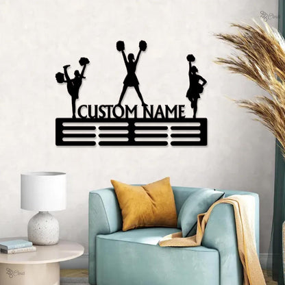 Custom Cheerleader Medal Holder Sign, Cheer Medal Hanger with Name, Gift for daughter, Cheerleader Wall Medal Hanger, Girls Cheer Medal