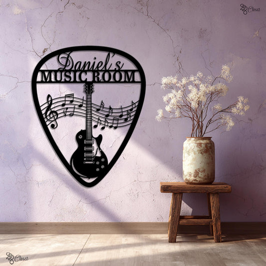 Personalized Guitarist Name Sign,Music Room Wall Decor,Guitar Metal Wall Art,Gift for Guitarist,Kids Nursery Decor, Guitar Metal Sign