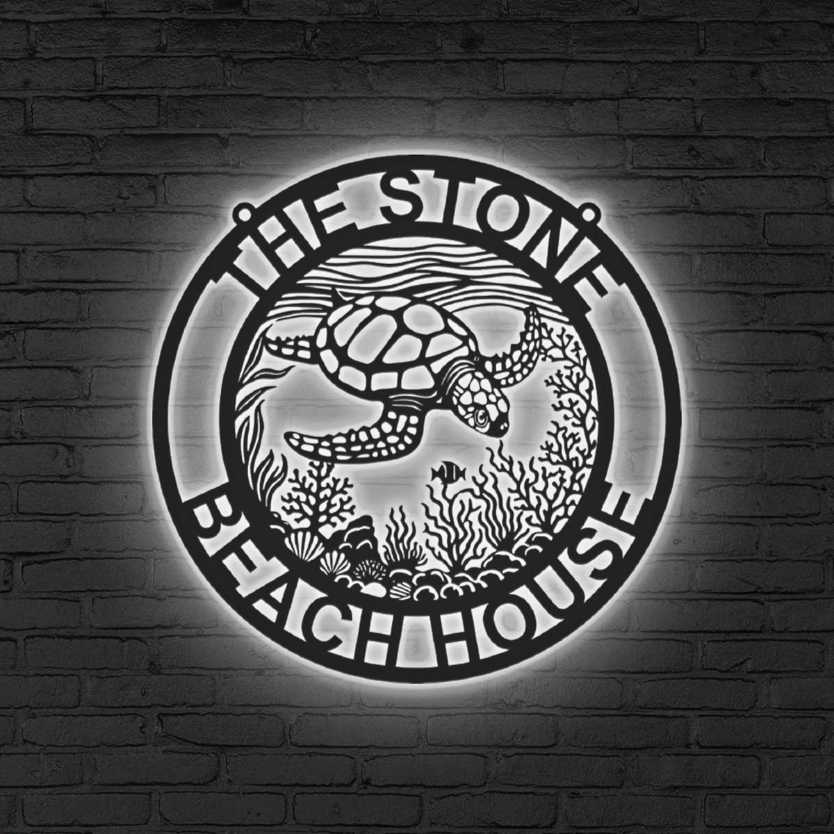 Custom LED Ocean Sign, Personalized Sea Turtle Neon Wall, Nautical Decor, Ocean Gift, Coral Reef LED Wall Sign, Xmas Gift, Coral reef decor