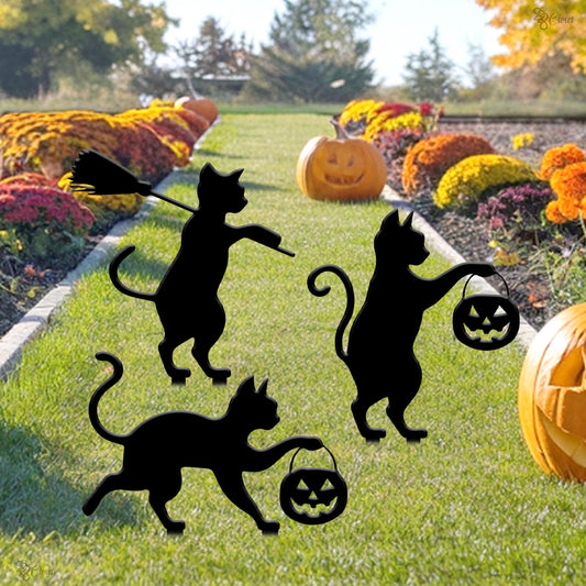 Halloween Cat Metal Yard Stake, Halloween Sign, Witch Cat Garden Decor, Halloween Outdoor Decor, Halloween Party Yard Sign Spooked Black Cat
