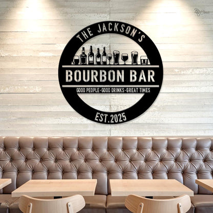 Custom Bourbon Bar Sign, Personalized Bourbon Sign, Gift for Whiskey, Bourbon Lovers, Rustic Metal Wall Decor,Home pub sign,Whiskey bar sign