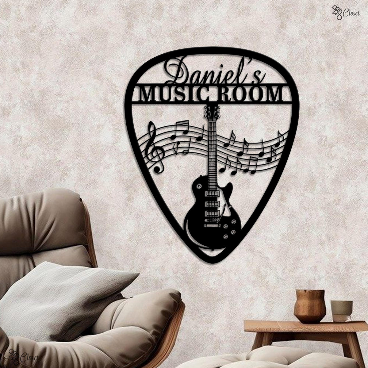 Personalized Guitarist Name Sign,Music Room Wall Decor,Guitar Metal Wall Art,Gift for Guitarist,Kids Nursery Decor, Guitar Metal Sign