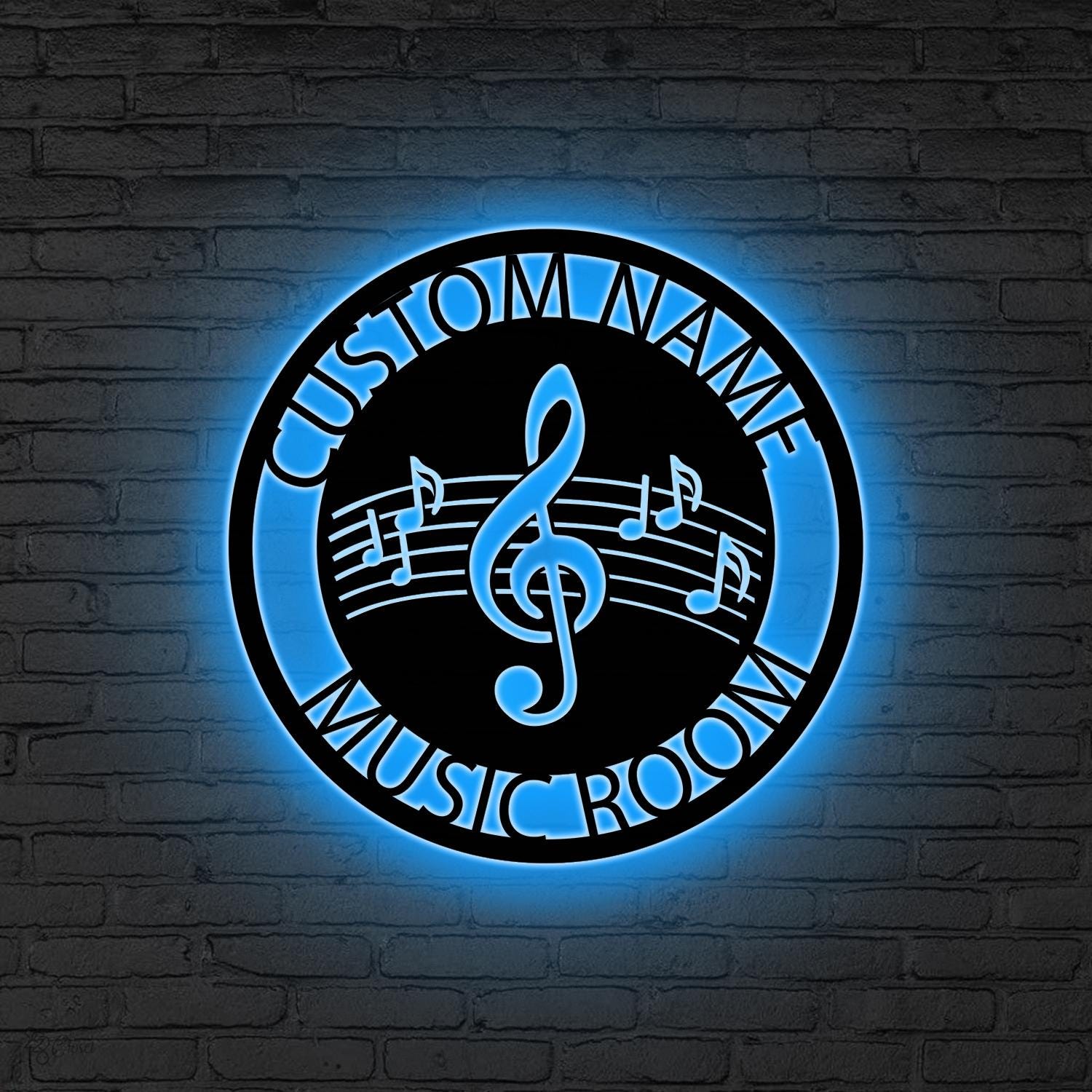 Music Notes Metal Wall Art LED Personalized, Musician Name Sign, Custom Gift for Musician, Music Teacher Gift, Music Lover Gift, Music Room