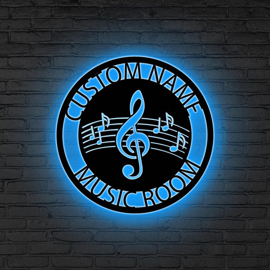 Music Notes Metal Wall Art LED Personalized, Musician Name Sign, Custom Gift for Musician, Music Teacher Gift, Music Lover Gift, Music Room
