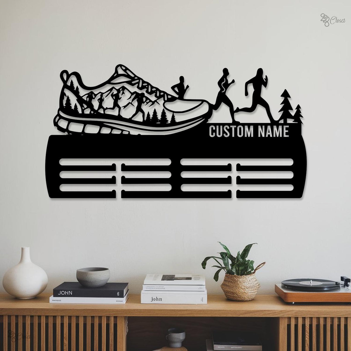 Personalized Running Medal Holder 12 Rungs for medals & Ribbons, Medal Display, Sports Medal, Kids Room Decor Tiered Award Rack Athlete Gift