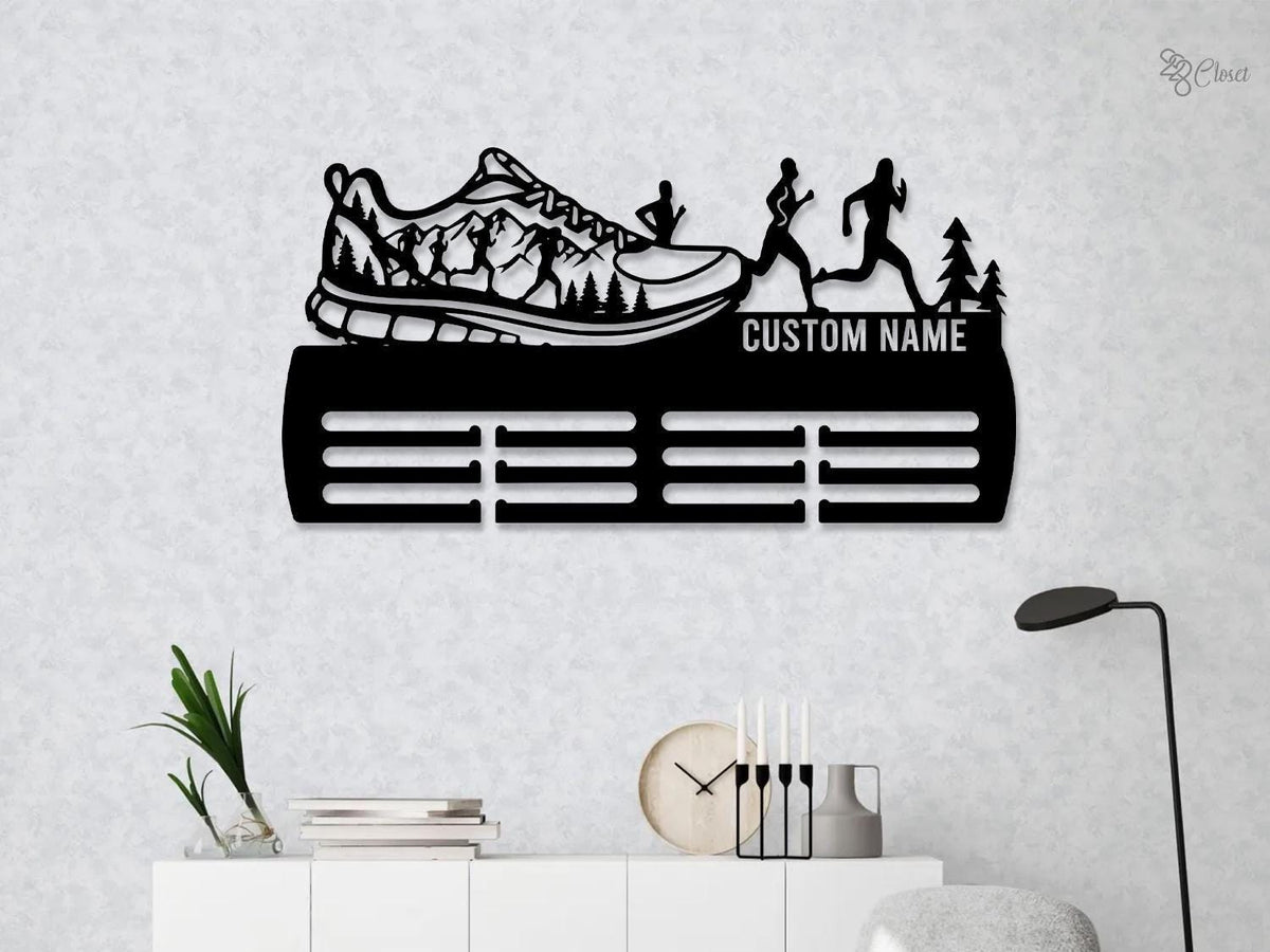 Personalized Running Medal Holder 12 Rungs for medals & Ribbons, Medal Display, Sports Medal, Kids Room Decor Tiered Award Rack Athlete Gift