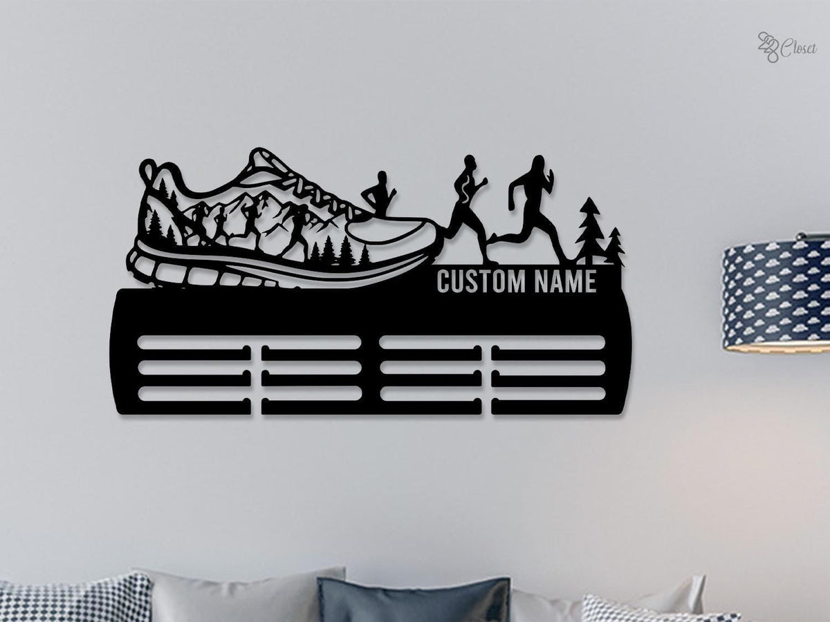 Personalized Running Medal Holder 12 Rungs for medals & Ribbons, Medal Display, Sports Medal, Kids Room Decor Tiered Award Rack Athlete Gift
