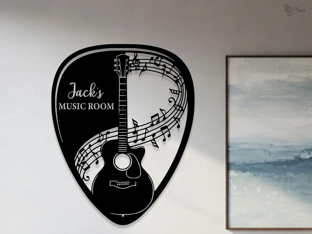 Custom Guitarist Name Sign, Guitar Metal Wall Art, Acoustic Guitar Sign, Music Studio Decor, Guitarist Gifts Xmas Gift for Guitar Player