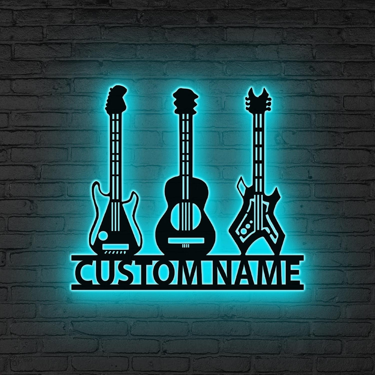 Personalized Guitar Metal Sign LED Lights, Custom Music Studio Decor,Gift for Guitar Player,Acoustic Guitar Sign,Music Lover Gift Music Room