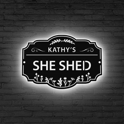 Custom Craft Room Metal Sign LED Lights, Creative Room Sign, Personalized Craft Room Sign, Gift for her, Craft Room Decor, She Shed Decor